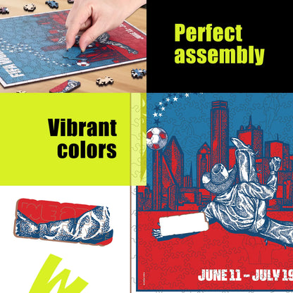 FIFA World Cup 2026 Dallas wooden puzzle with laser-cut pieces