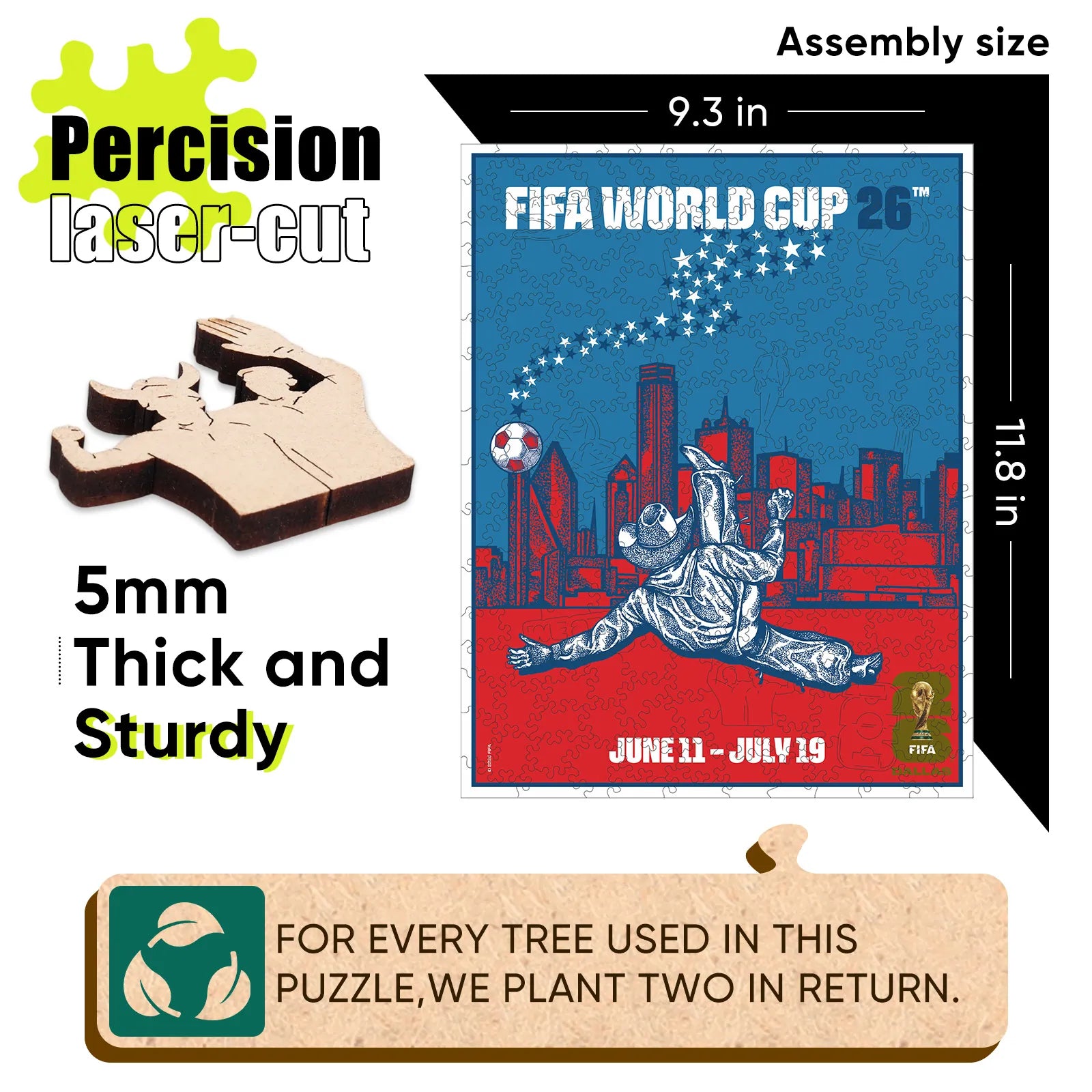 Wooden jigsaw puzzle gift – FIFA World Cup 2026 Dallas