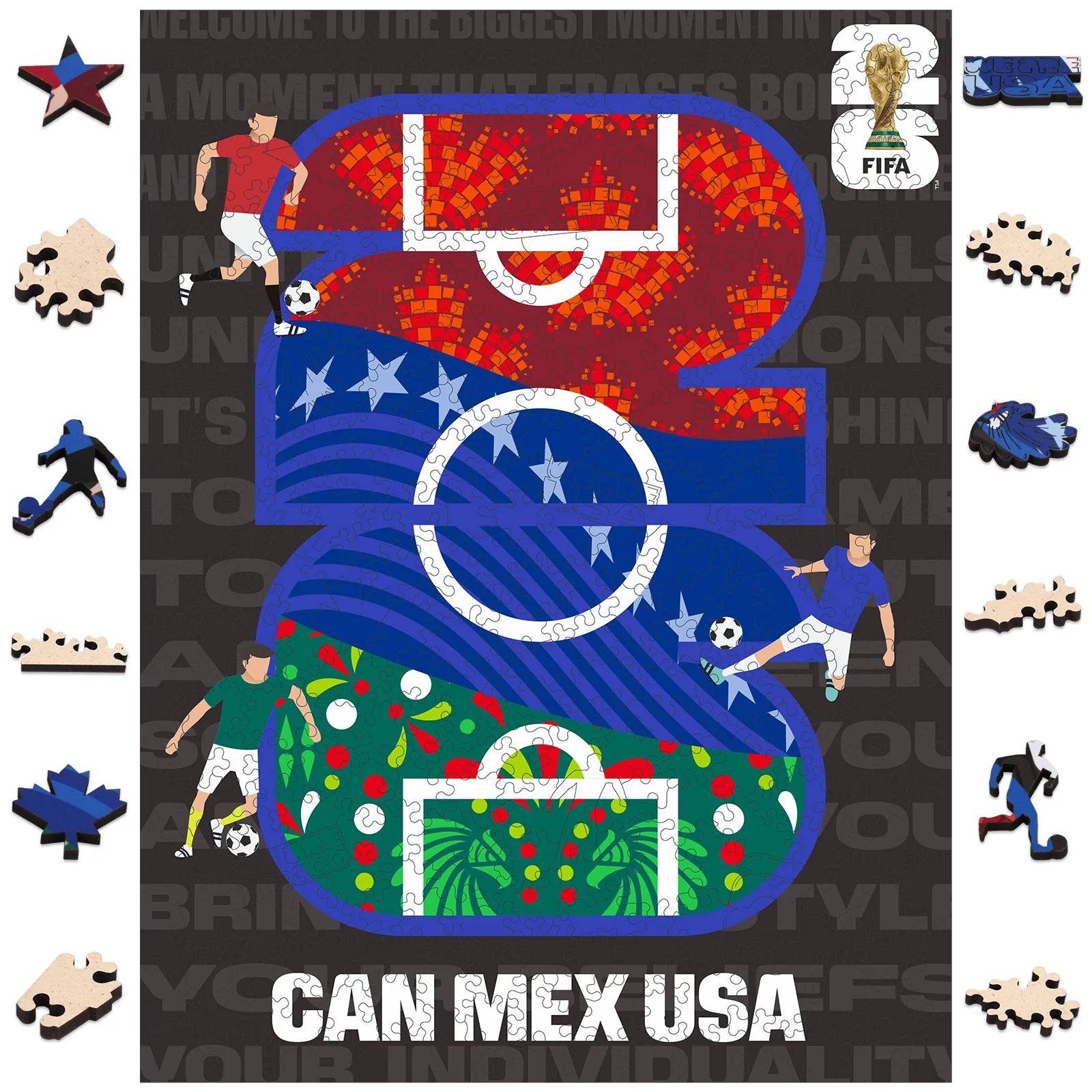 FIFA World Cup 2026 host countries poster wooden jigsaw puzzle – officially licensed