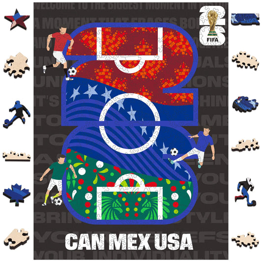 FIFA World Cup 2026 host countries poster wooden jigsaw puzzle – officially licensed
