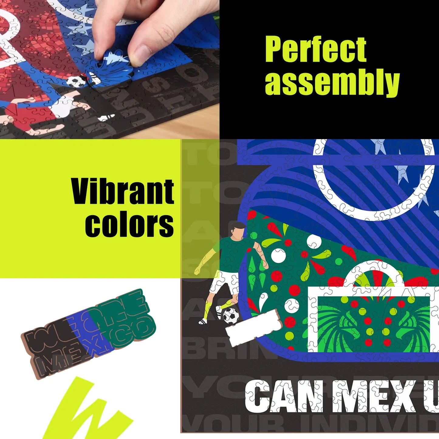 FIFA World Cup 2026 host countries wooden puzzle with laser-cut pieces