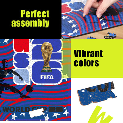 FIFA World Cup 2026 USA host wooden puzzle with laser-cut pieces