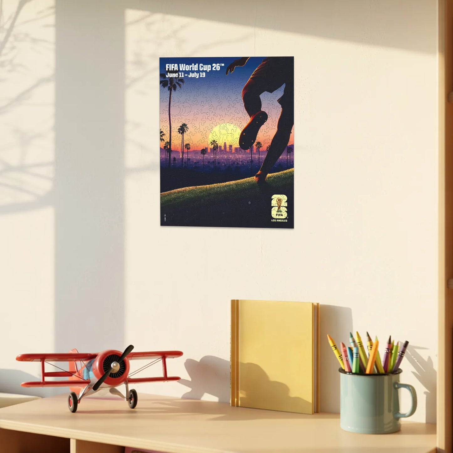 World Cup 2026 wooden puzzle – Los Angeles host city poster design