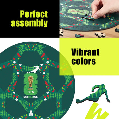 FIFA World Cup 2026 Mexico ball wooden puzzle with laser-cut pieces