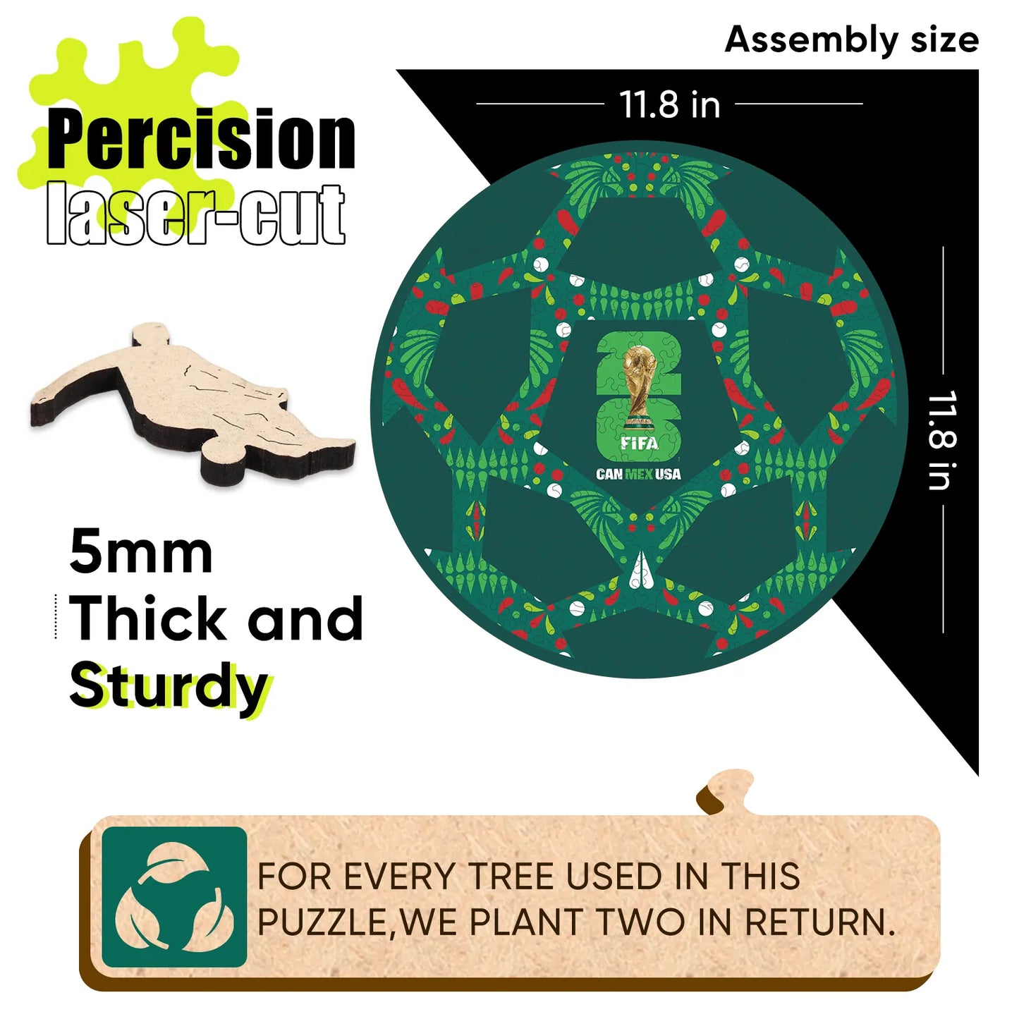Wooden jigsaw puzzle gift – FIFA World Cup 2026 Mexico ball