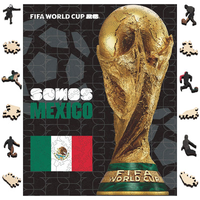 FIFA World Cup 2026 Mexico trophy poster wooden jigsaw puzzle – officially licensed
