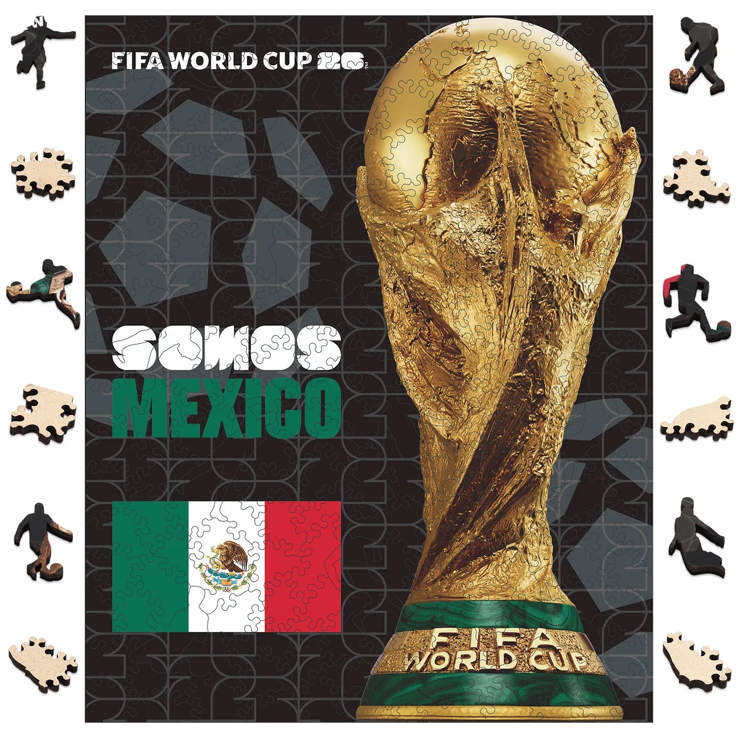FIFA World Cup 2026 Mexico trophy poster wooden jigsaw puzzle – officially licensed