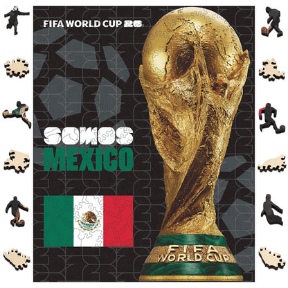 FIFA World Cup 2026 Mexico trophy poster wooden jigsaw puzzle – officially licensed