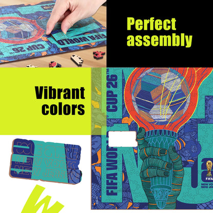 FIFA World Cup 2026 NYC NJ wooden puzzle with laser-cut pieces