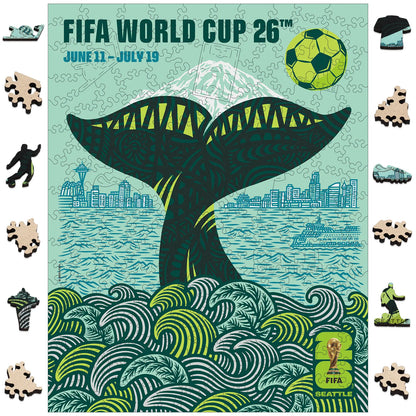 FIFA World Cup 2026 Seattle poster wooden jigsaw puzzle – officially licensed