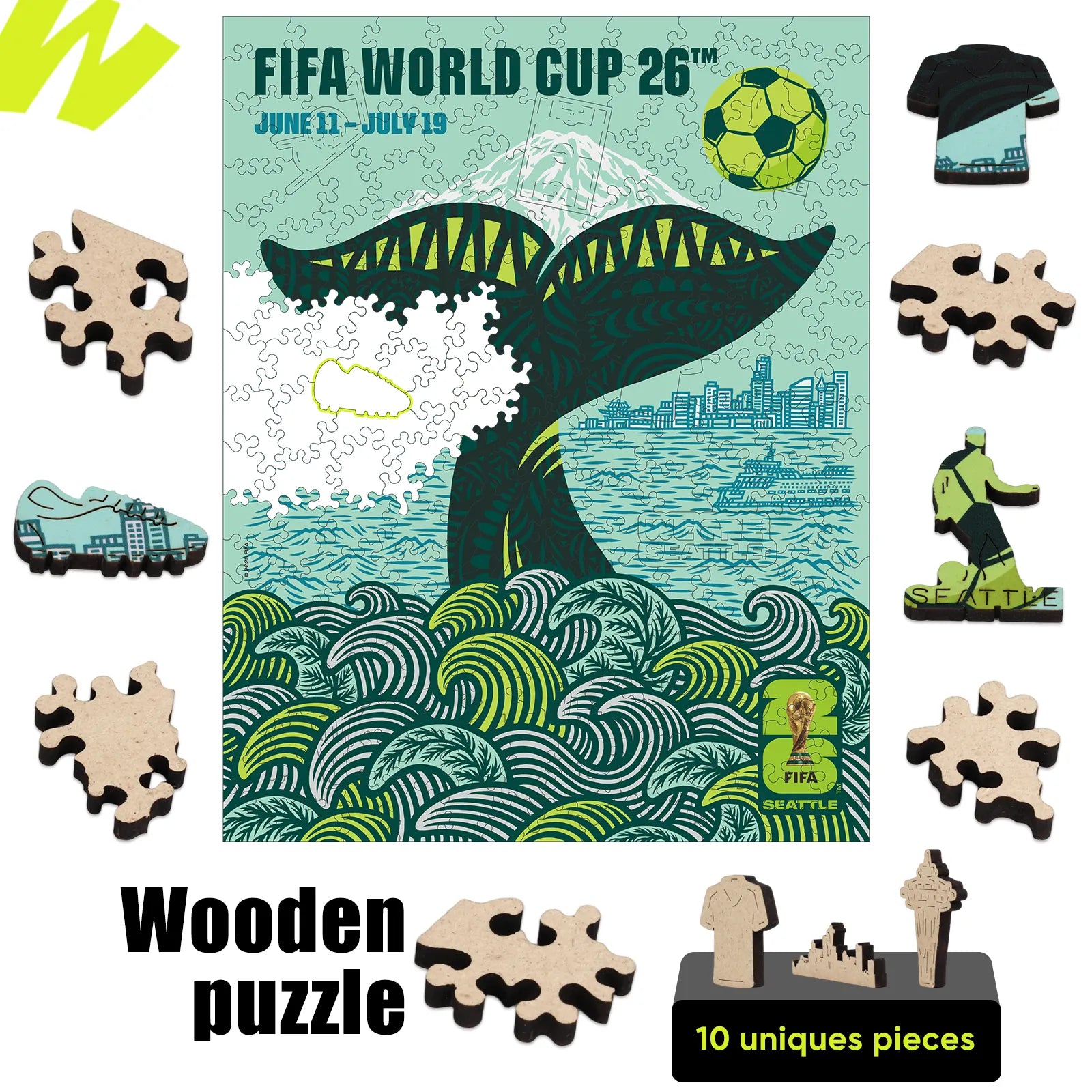 FIFA World Cup 2026 Seattle poster puzzle detail