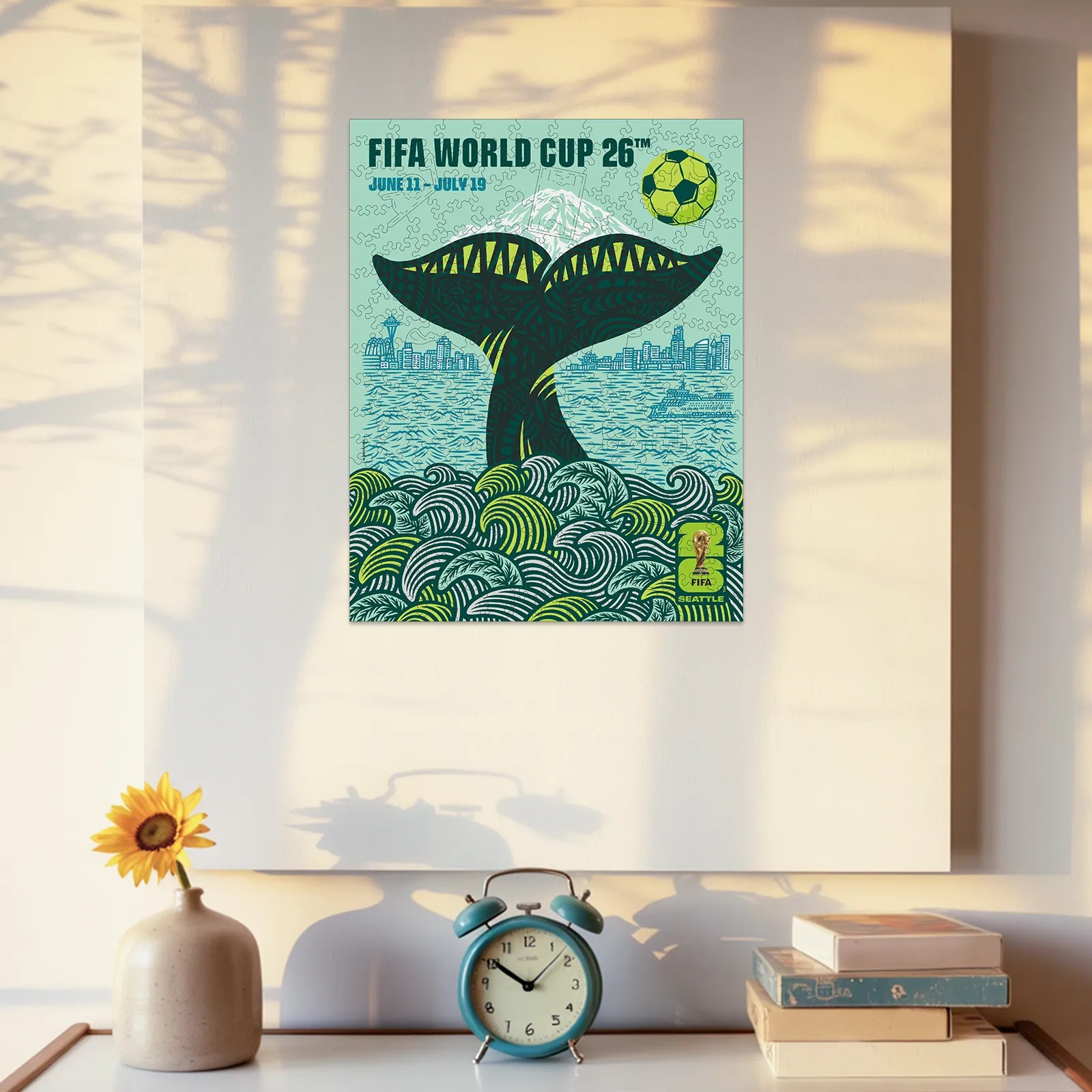 World Cup 2026 wooden puzzle – Seattle host city poster design