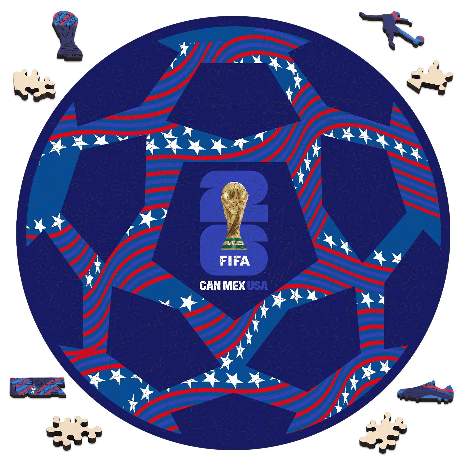 FIFA World Cup 2026 USA ball wooden jigsaw puzzle – officially licensed