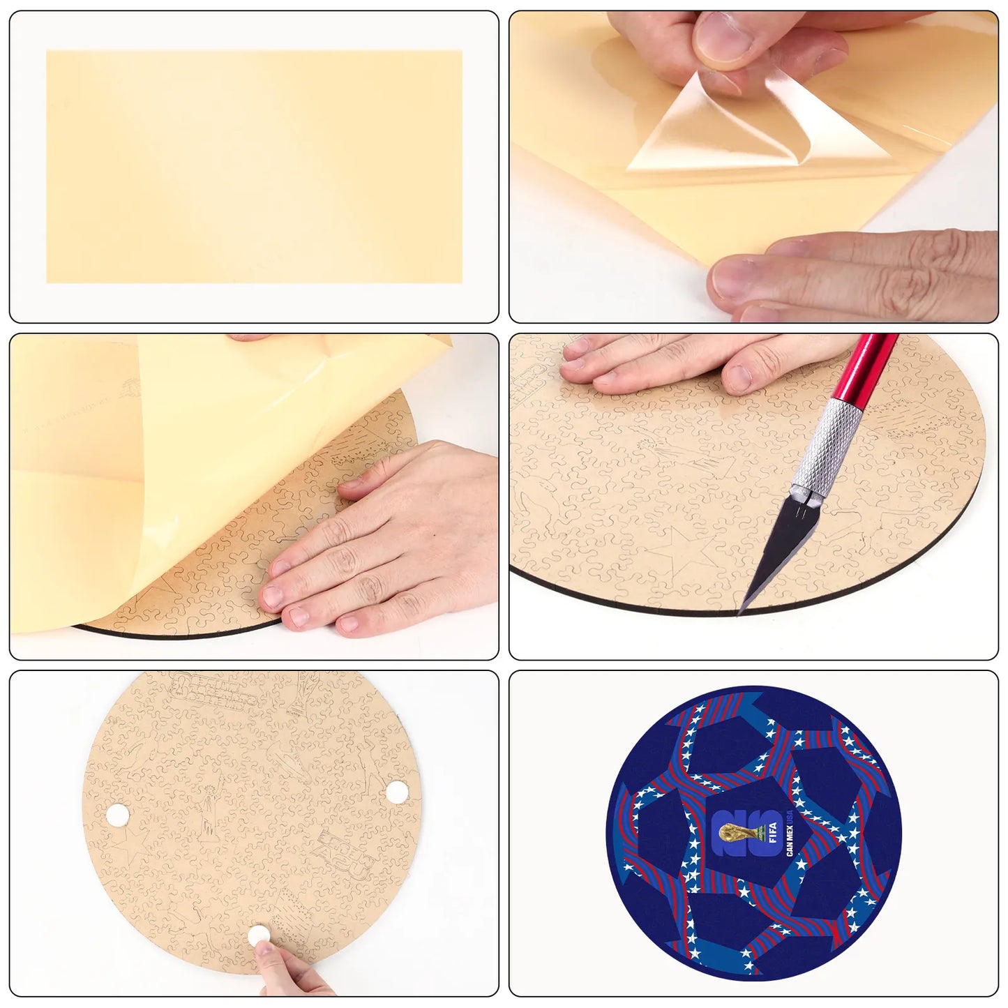 World Cup 2026 USA ball wooden jigsaw puzzle – soccer fan gift