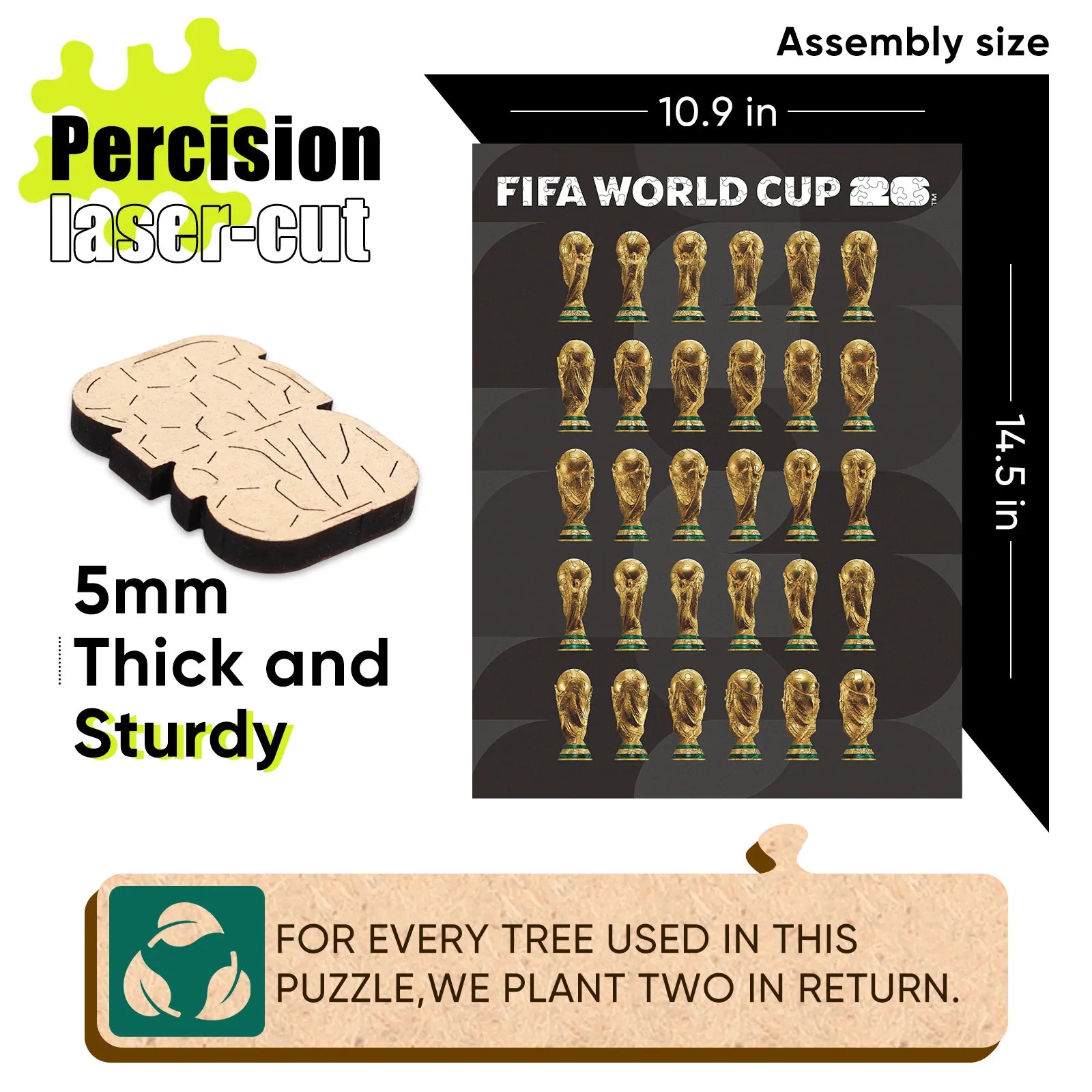 Wooden jigsaw puzzle gift – FIFA World Cup 2026 trophy poster