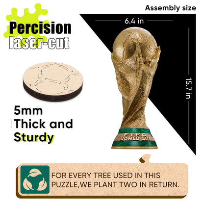 Wooden jigsaw puzzle gift – FIFA World Cup 2026 golden trophy