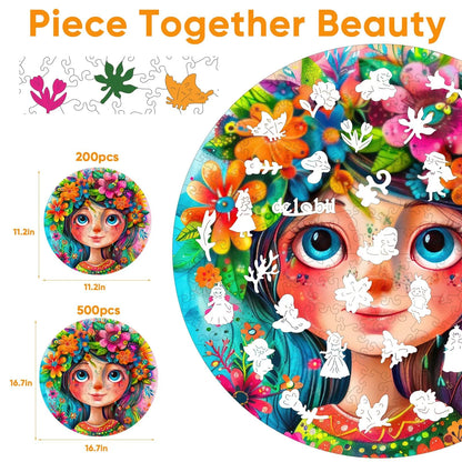 Wooden jigsaw puzzle gift – flower fairy fantasy design