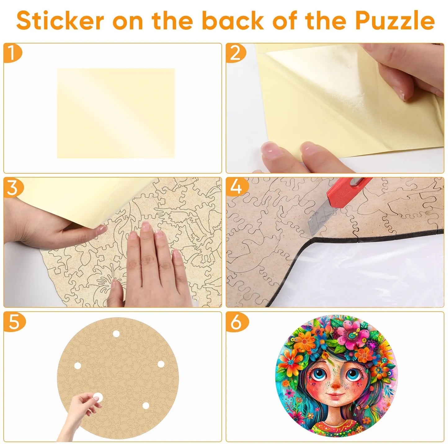 Flower fairy wooden puzzle with laser-cut wood pieces
