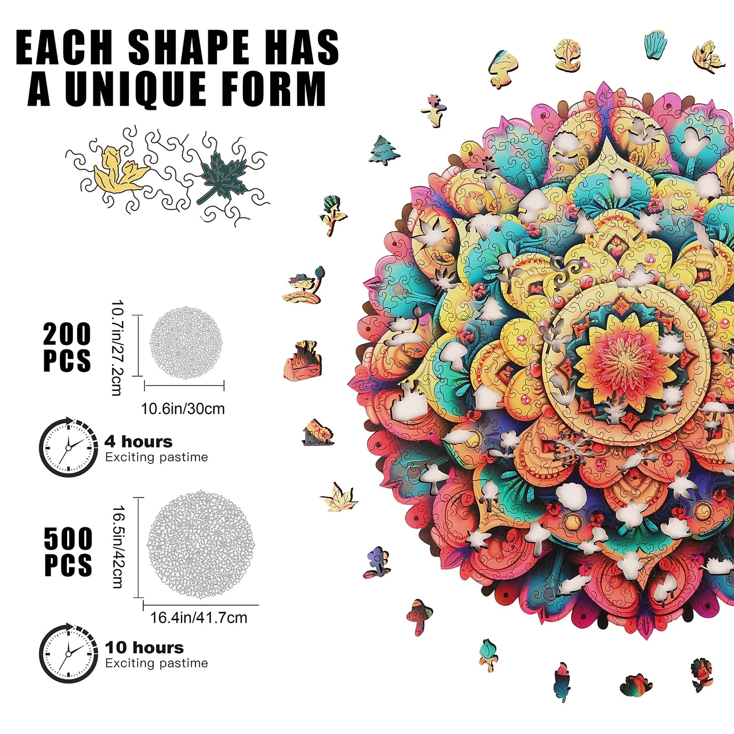 Flower design wooden jigsaw puzzle for adults