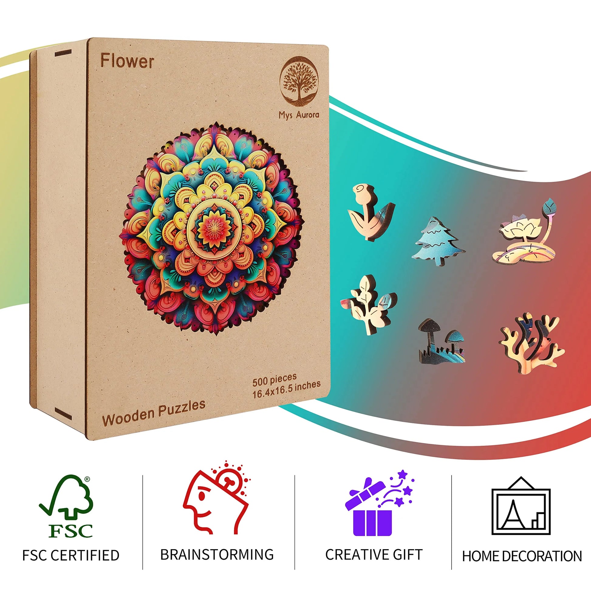Wooden jigsaw puzzle gift – floral design