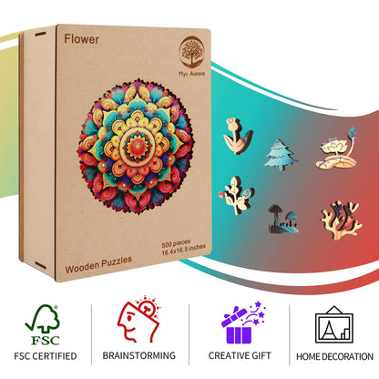 Wooden jigsaw puzzle gift – floral design