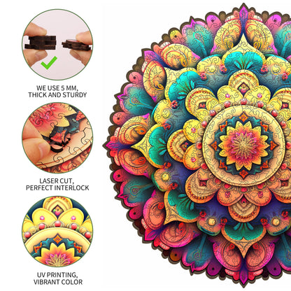 Flower wooden puzzle with laser-cut wood pieces