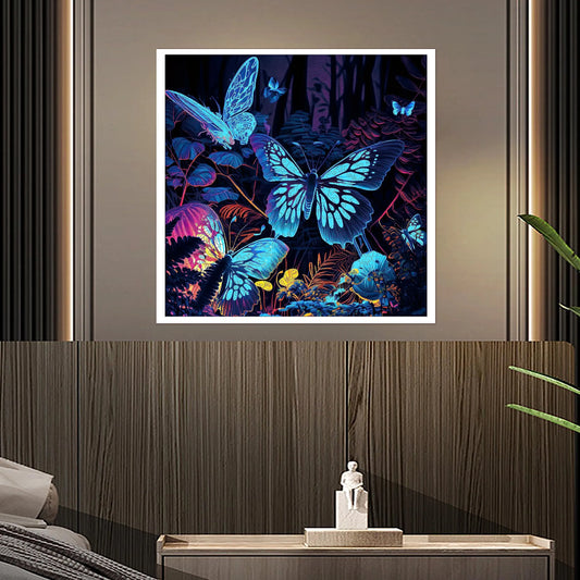 Glowing wooden jigsaw puzzle – Fluorescent Butterfly II design by WoodAha