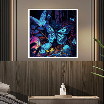 Glowing wooden jigsaw puzzle – Fluorescent Butterfly II design by WoodAha