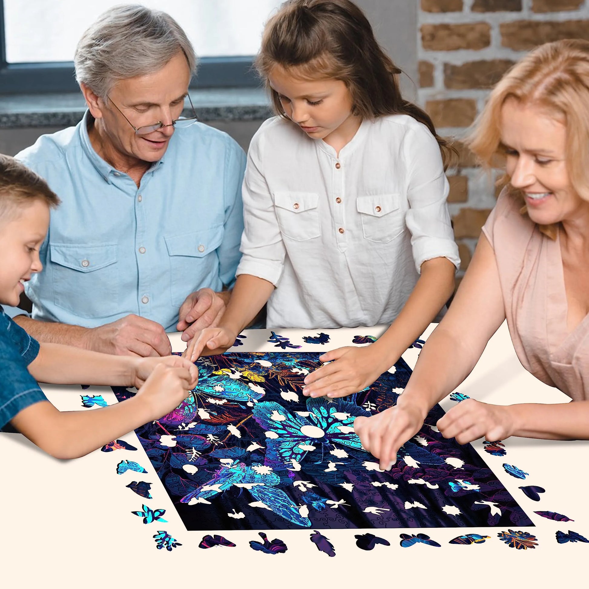 Fluorescent Butterfly II wood puzzle – 500 piece edition