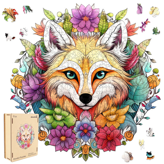Fox wooden jigsaw puzzle for adults with unique shaped pieces