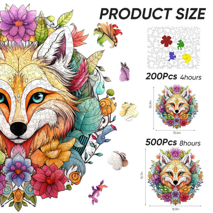 Fox wooden puzzle with laser-cut wood pieces
