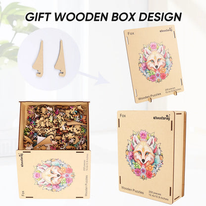 Wooden jigsaw puzzle gift – fox woodland design