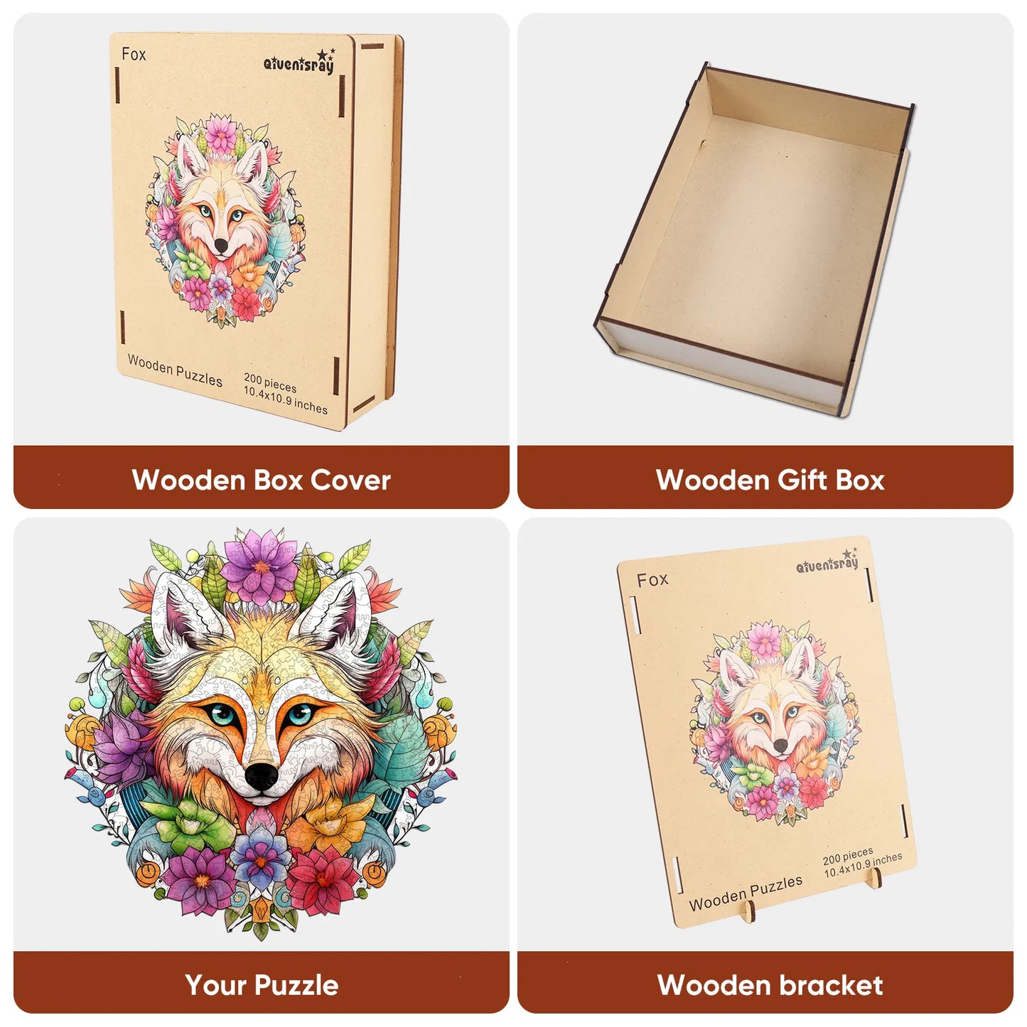Fox design wooden jigsaw puzzle for adults