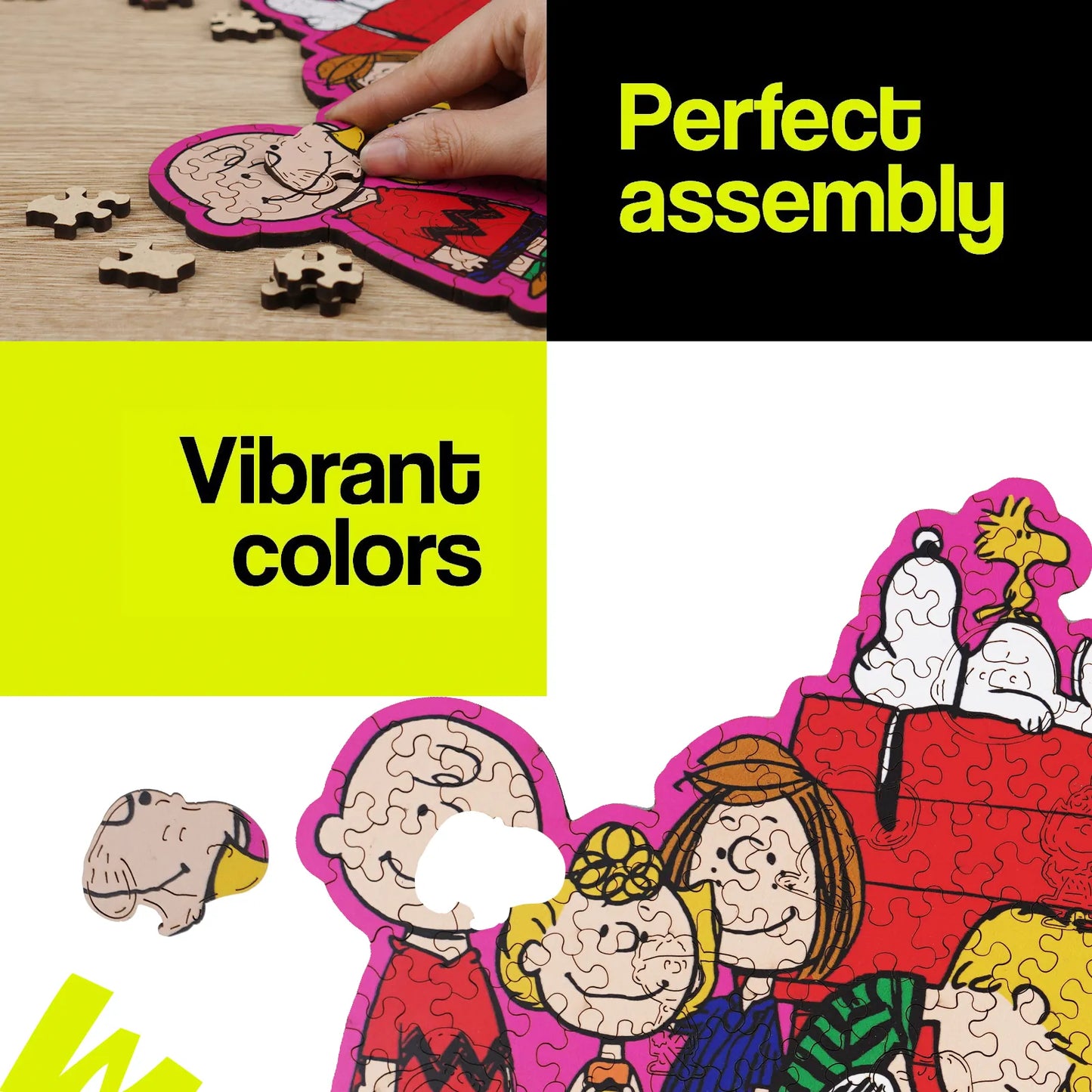 Snoopy Friends wooden puzzle with laser-cut wood pieces