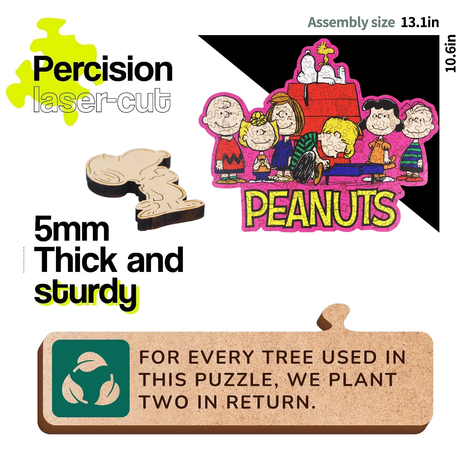 Wooden jigsaw puzzle gift – Snoopy Friends design