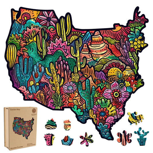 Garden map wooden jigsaw puzzle for adults with unique shaped pieces