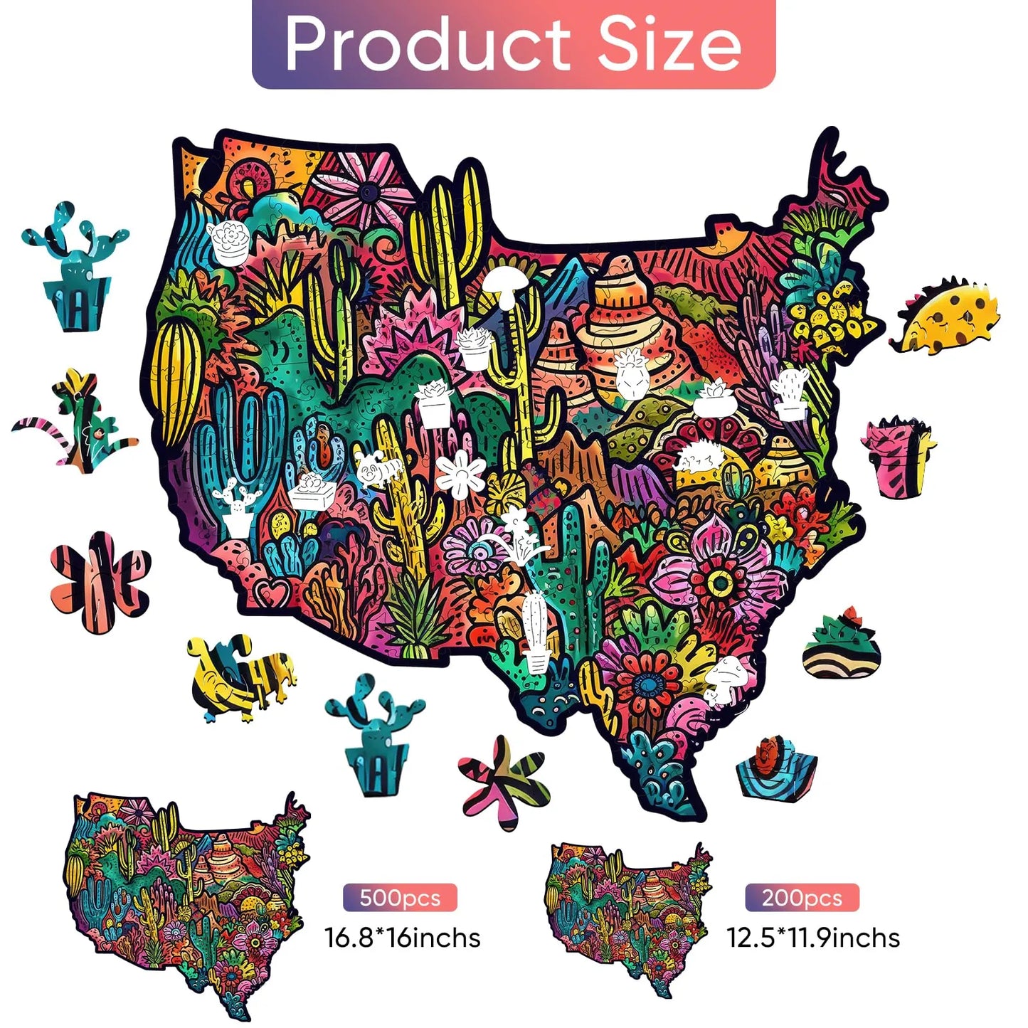 Whimsical wooden jigsaw puzzle – garden map design