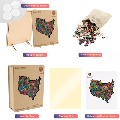 Garden map design wooden jigsaw puzzle for adults