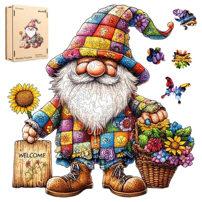 Gnomes wooden jigsaw puzzle for adults with unique shaped pieces