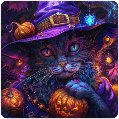 Halloween cat wooden jigsaw puzzle for adults with unique shaped pieces