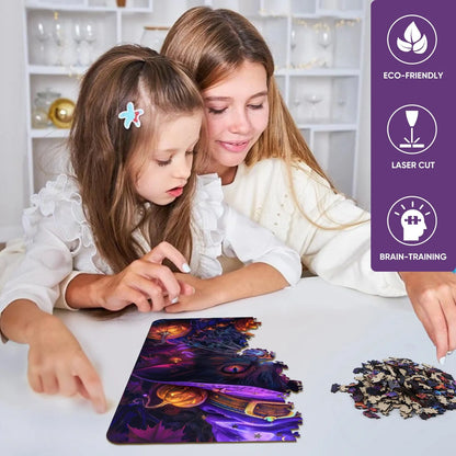 Halloween cat wood puzzle for adults – 200 and 500 piece options