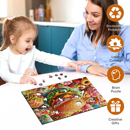 Hamburger wood puzzle for adults – 200 and 500 piece options