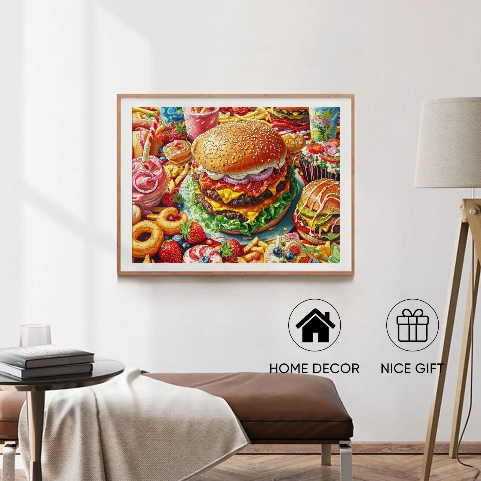 Foodie wooden jigsaw puzzle – hamburger design by WoodAha