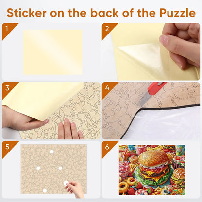Wooden jigsaw puzzle gift – hamburger foodie design