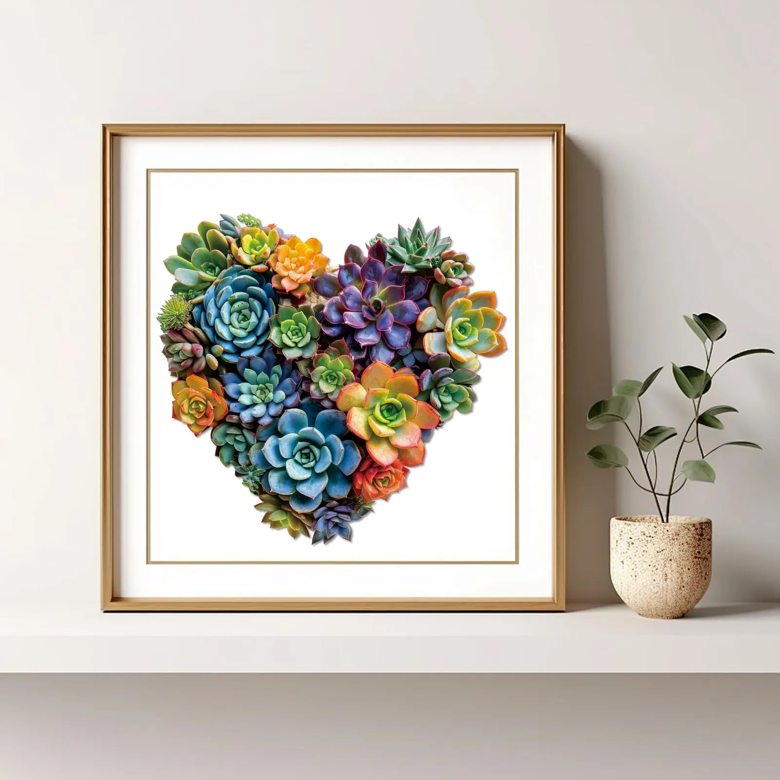 Botanical wooden jigsaw puzzle – heart succulent design by WoodAha