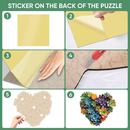 Heart succulent design wooden jigsaw puzzle for adults