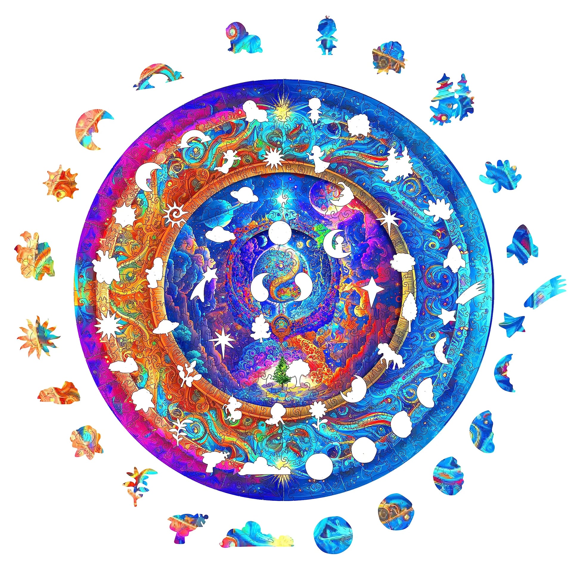 Whimsical wooden jigsaw puzzle – Heart of the Earth design