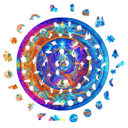 Whimsical wooden jigsaw puzzle – Heart of the Earth design