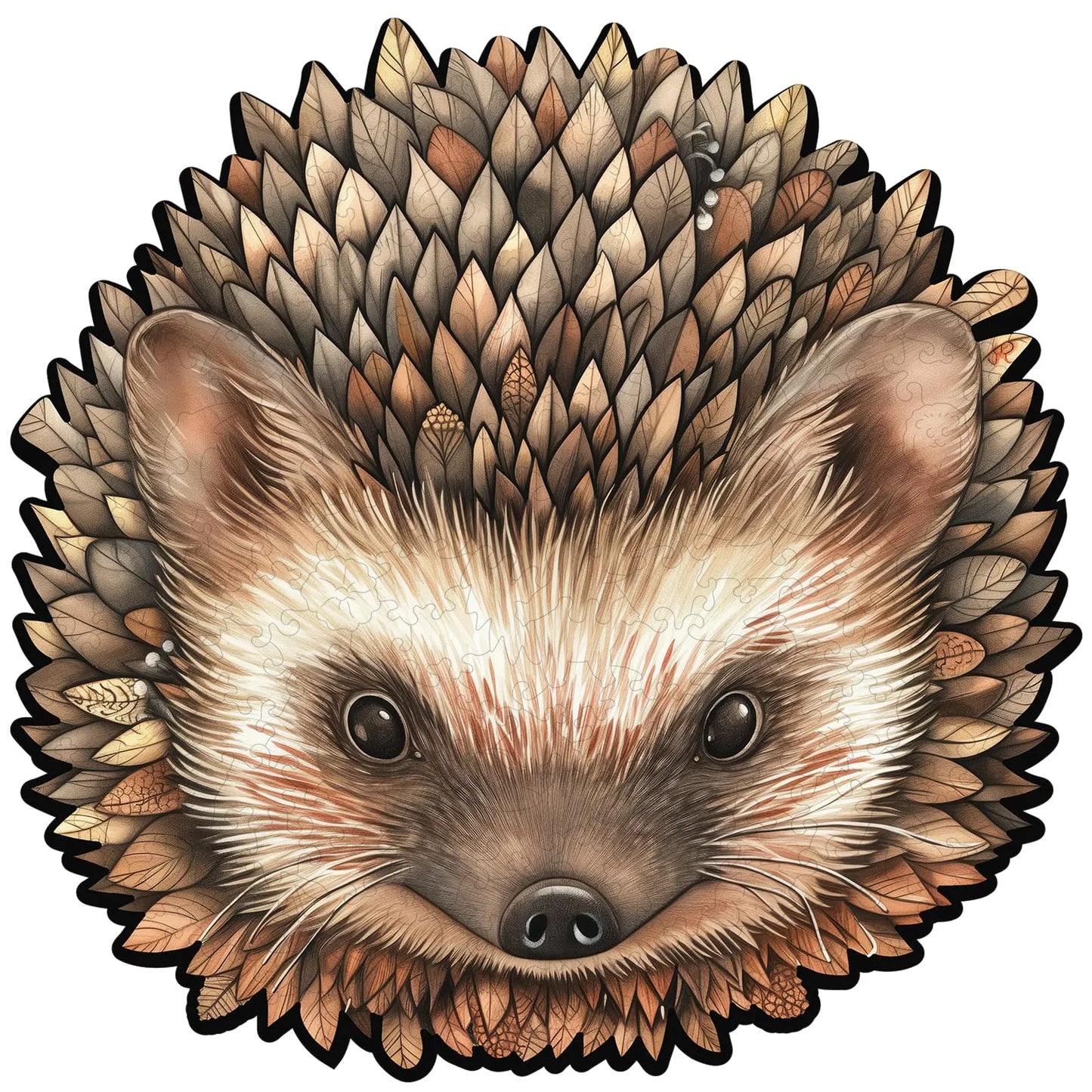 Hedgehog wooden jigsaw puzzle for adults with unique shaped pieces