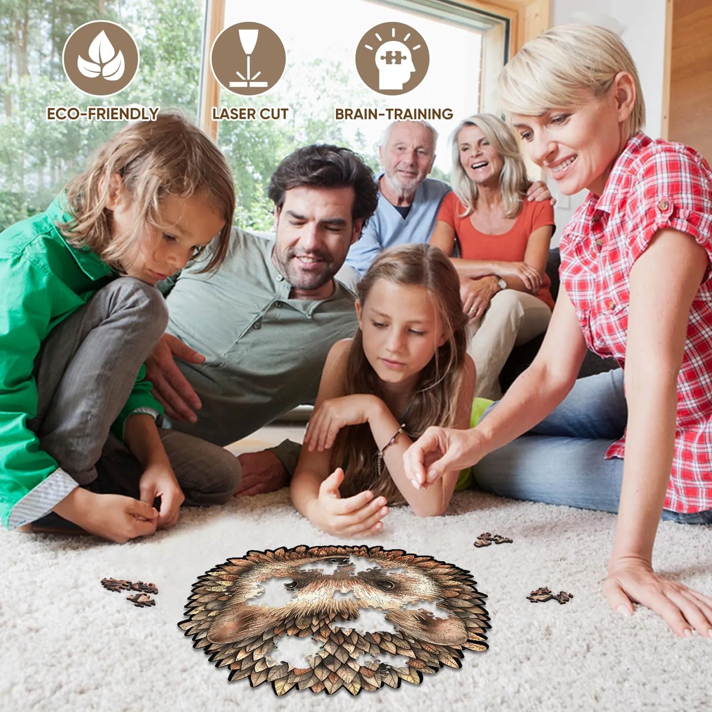 Hedgehog wood puzzle for adults – 200 and 500 piece options